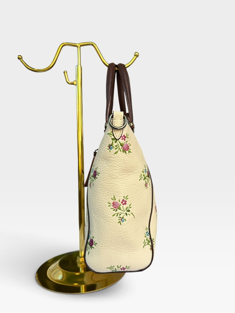 COACH Prairie Satchel Chalk White Floral Wildflower Pebble Leather Bag 22829 - Picture 3 of 16